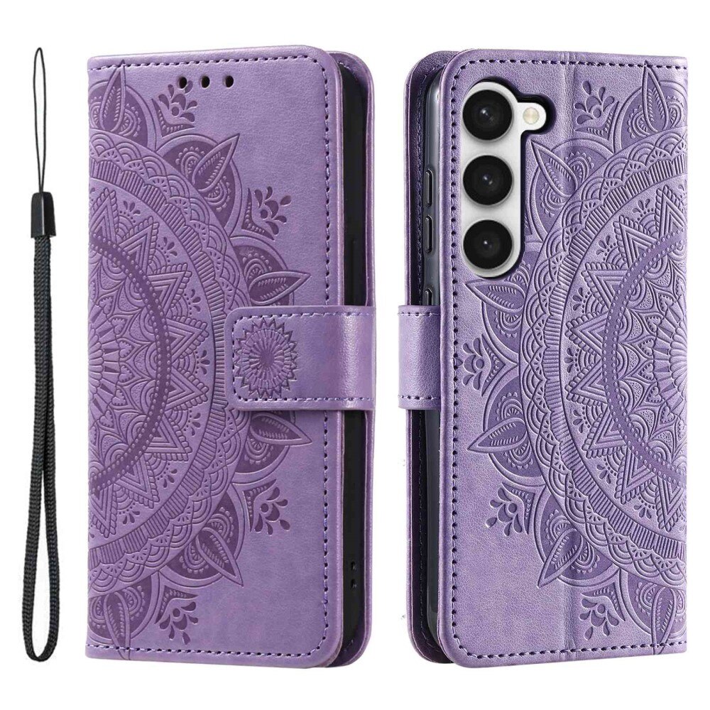 Custodia in pelle Mandala Samsung Galaxy S23 viola