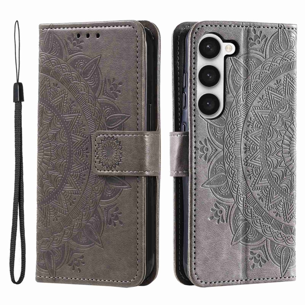 Custodia in pelle Mandala Samsung Galaxy S23 grigio