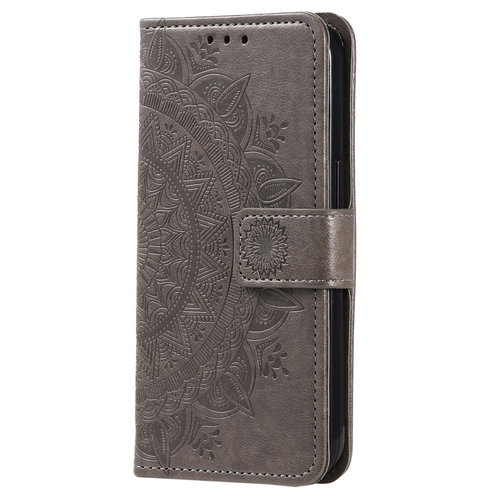 Custodia in pelle Mandala Samsung Galaxy S23 grigio