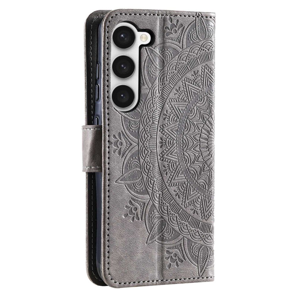 Custodia in pelle Mandala Samsung Galaxy S23 grigio