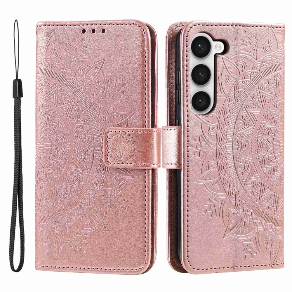 Custodia in pelle Mandala Samsung Galaxy S23 rosa dorato