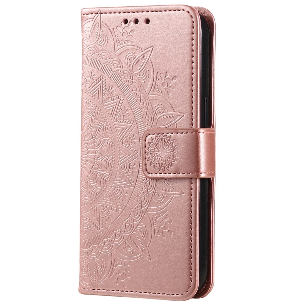 Custodia in pelle Mandala Samsung Galaxy S23 rosa dorato