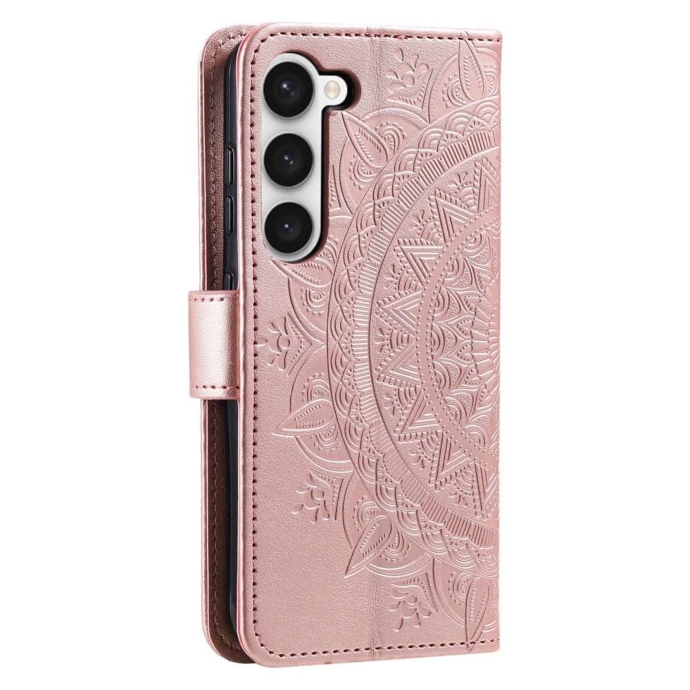 Custodia in pelle Mandala Samsung Galaxy S23 rosa dorato