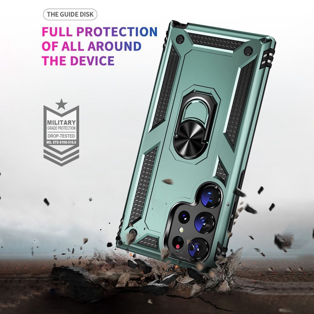 Cover ibride con anello Samsung Galaxy S23 Ultra verde