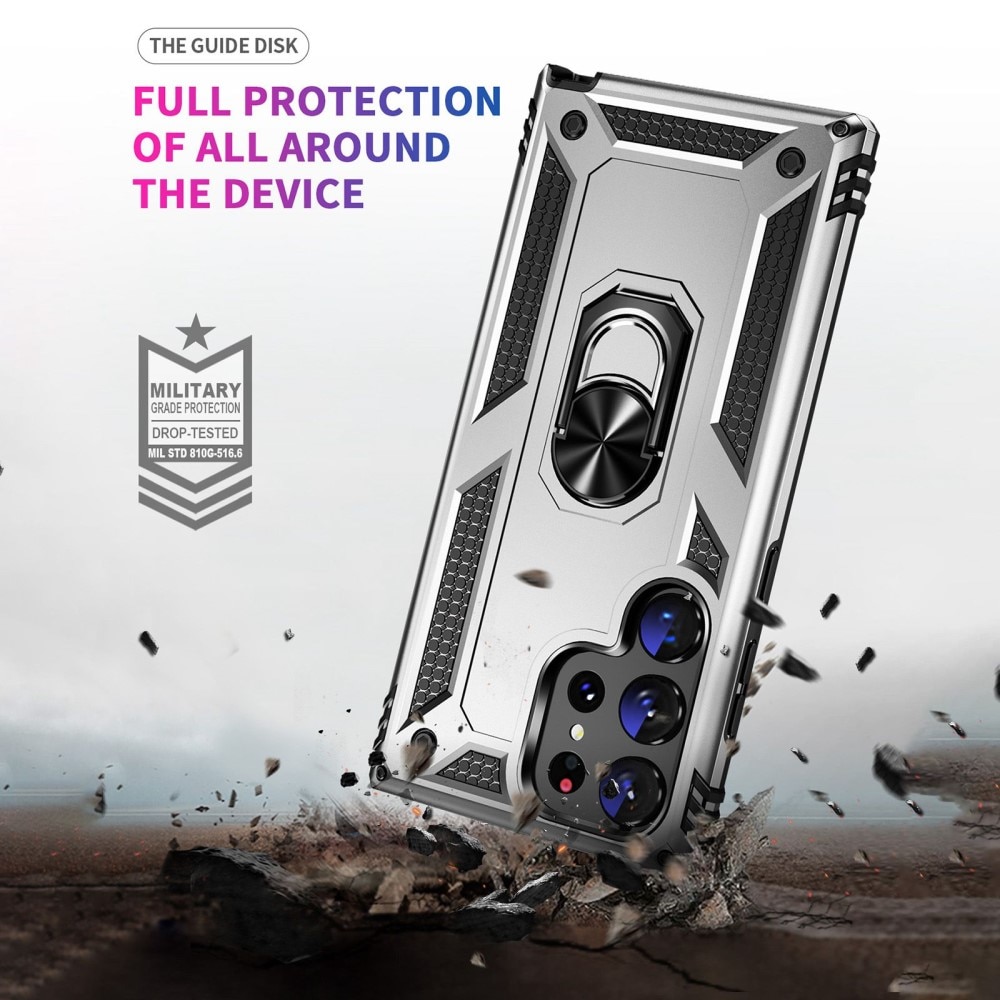 Cover ibride con anello Samsung Galaxy S23 Ultra d'argento