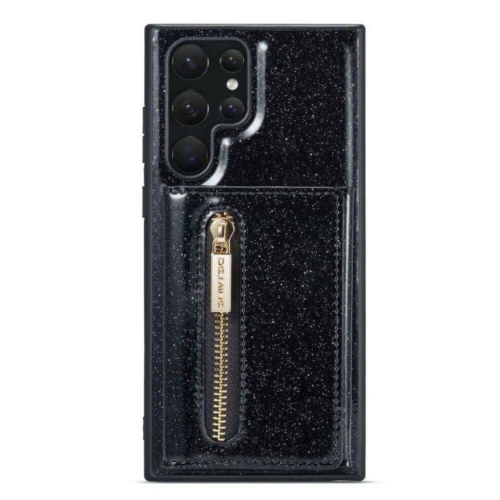 Cover Magnetic Card Slot Samsung Galaxy S23 Ultra Scintillio nero