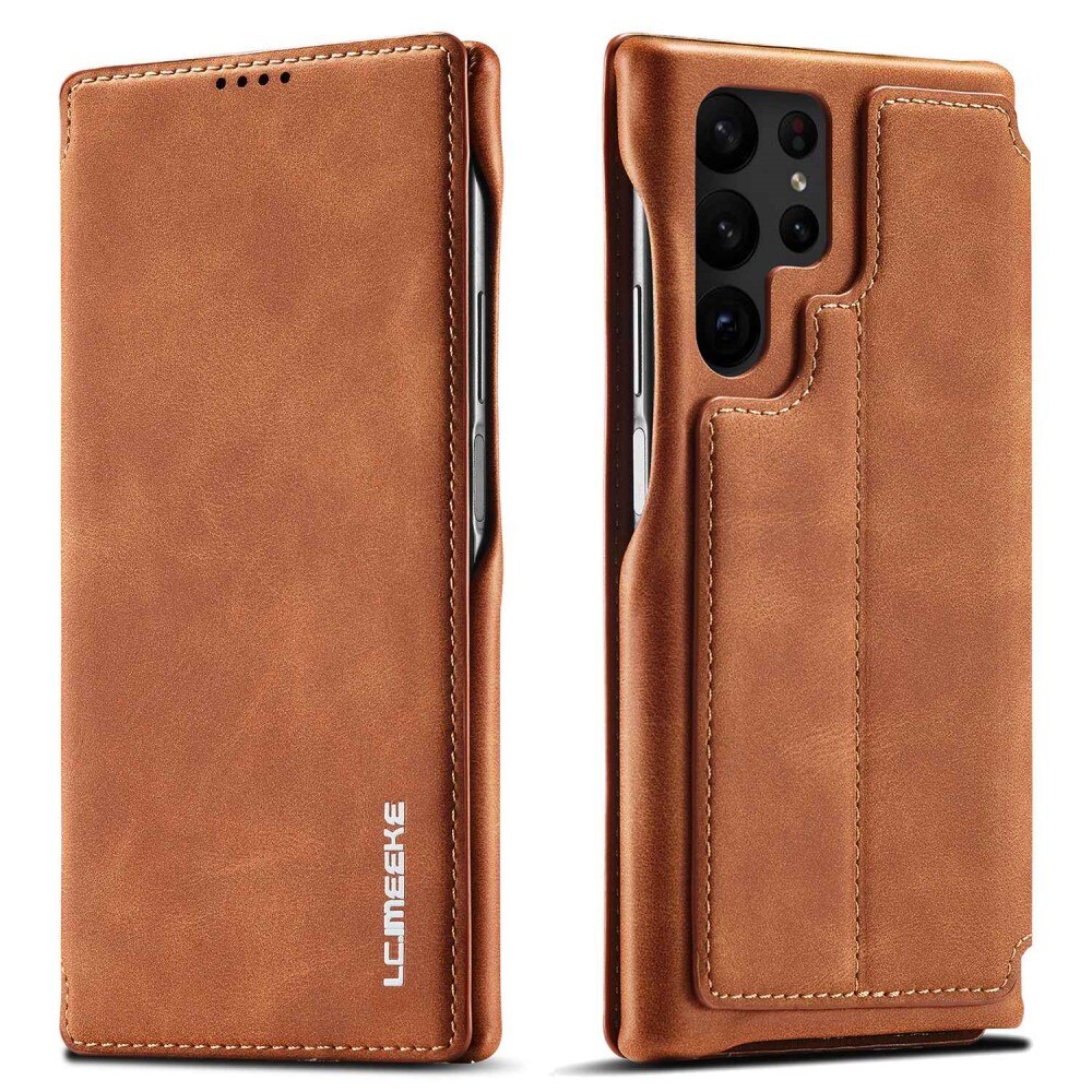 Custodie a portafoglio sottili Samsung Galaxy S23 Ultra cognac