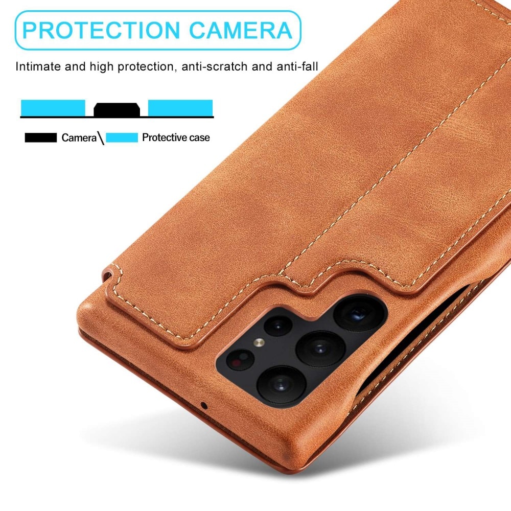 Custodie a portafoglio sottili Samsung Galaxy S23 Ultra cognac