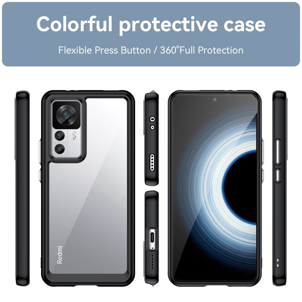 Cover ibrido Crystal Hybrid per Xiaomi 12T/12T Pro, nero