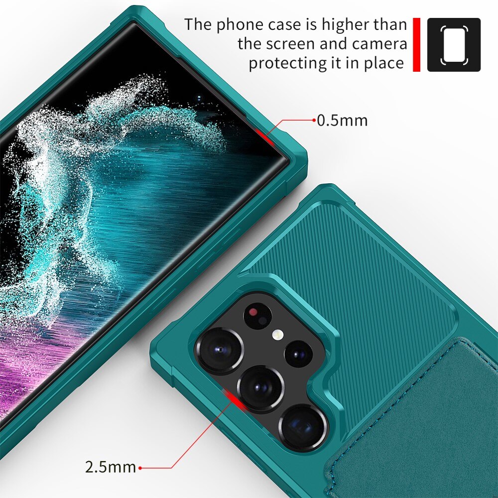 Cover con portacarte Tough Multi-slot Samsung Galaxy S23 Ultra Verde