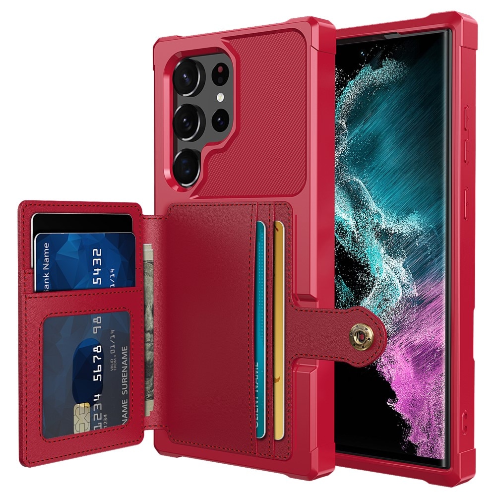 Cover con portacarte Tough Multi-slot Samsung Galaxy S23 Ultra rosso
