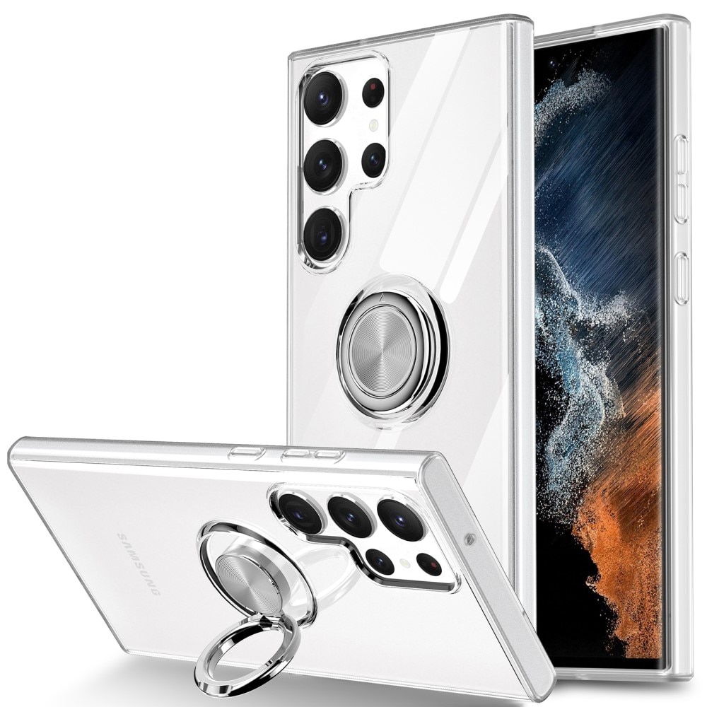 Cover Finger Ring Kickstand Samsung Galaxy S24 Ultra trasparente