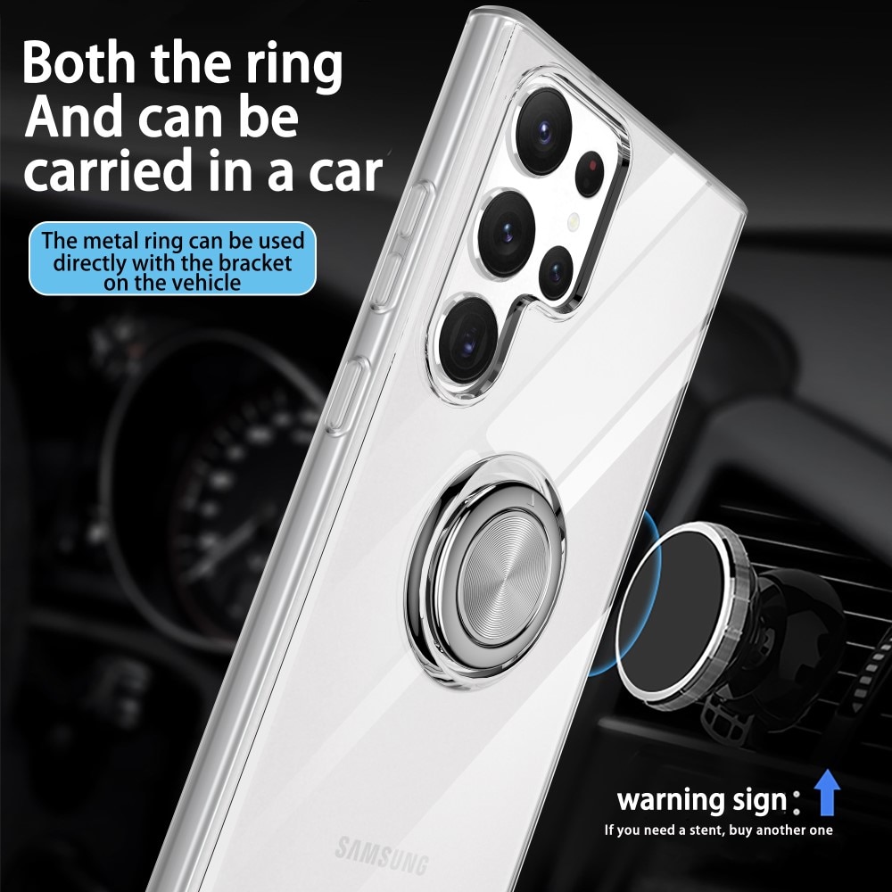 Cover Finger Ring Kickstand Samsung Galaxy S23 Ultra trasparente