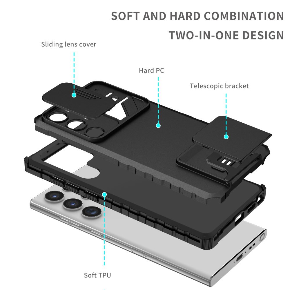 Cover Kickstand con Protezione fotocamera Samsung Galaxy S23 Ultra nero