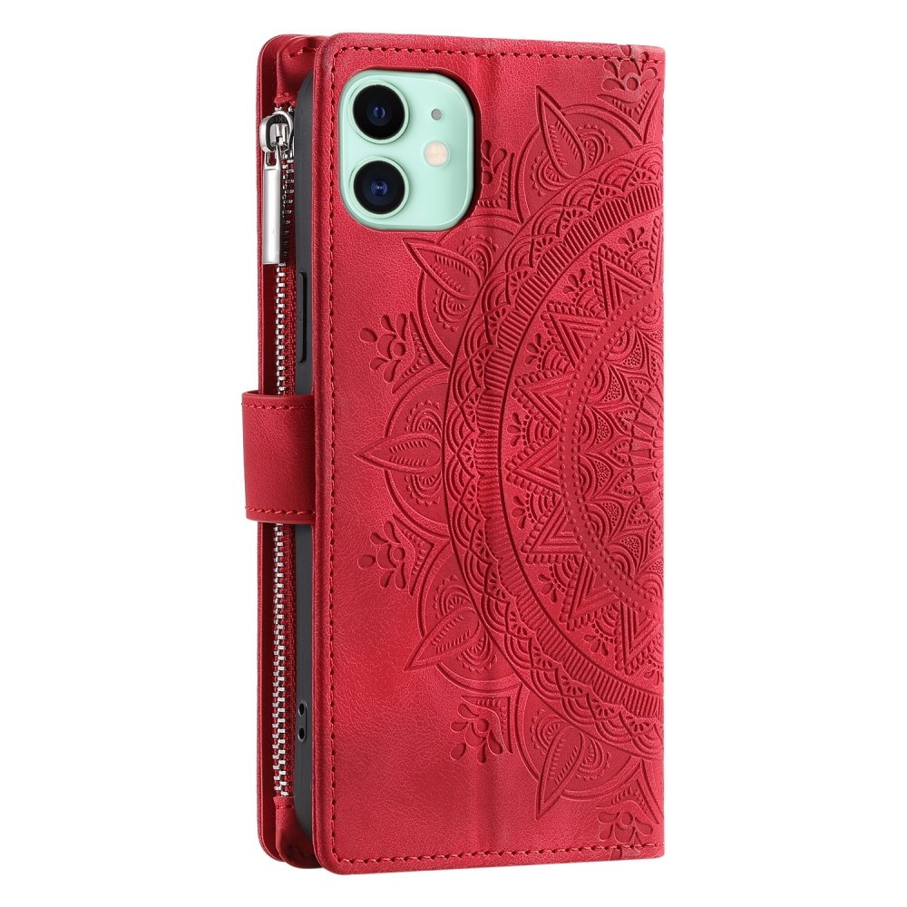 Borsa a portafoglio Mandala iPhone 12 Mini rosso