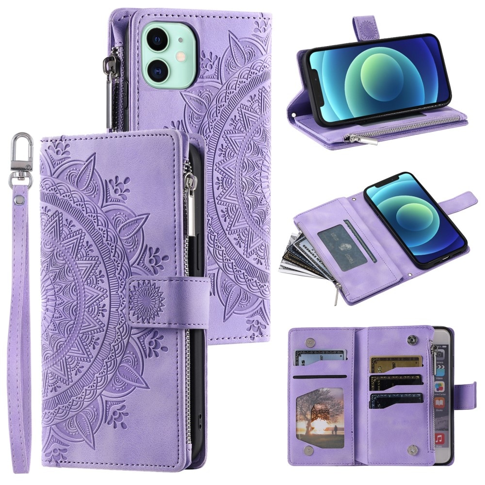 Borsa a portafoglio Mandala iPhone 12 Mini viola