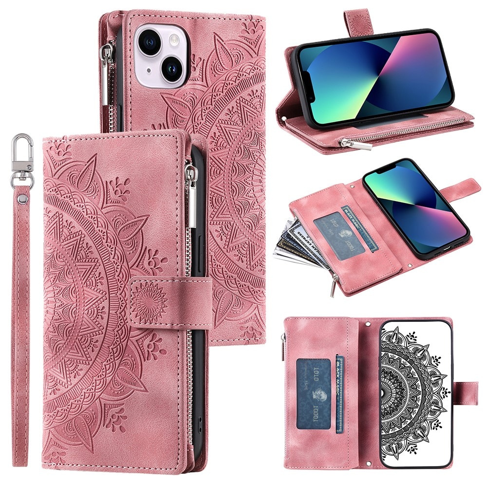 Borsa a portafoglio Mandala iPhone 13 Mini rosa