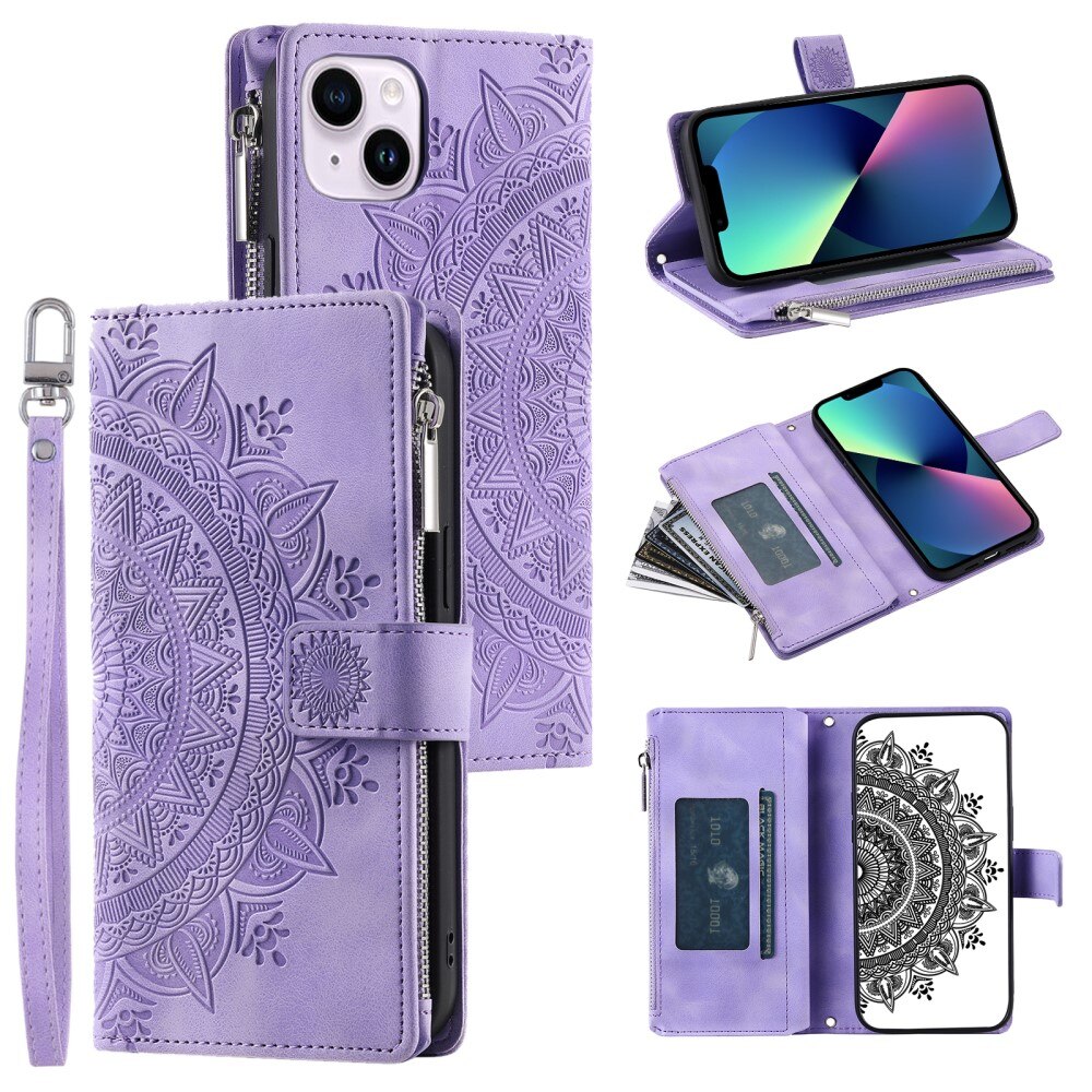 Borsa a portafoglio Mandala iPhone 13 Mini viola