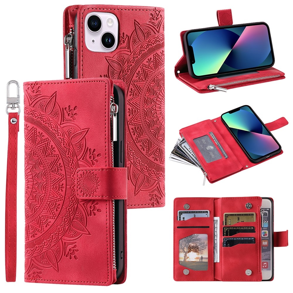 Borsa a portafoglio Mandala iPhone 13 Mini rosso