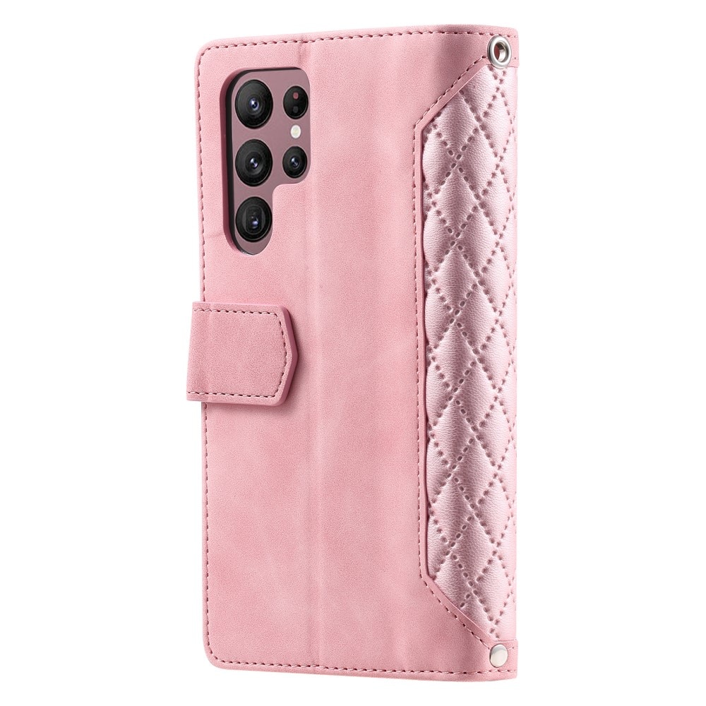 Borsa a portafoglio trapuntata Samsung Galaxy S23 Ultra rosa