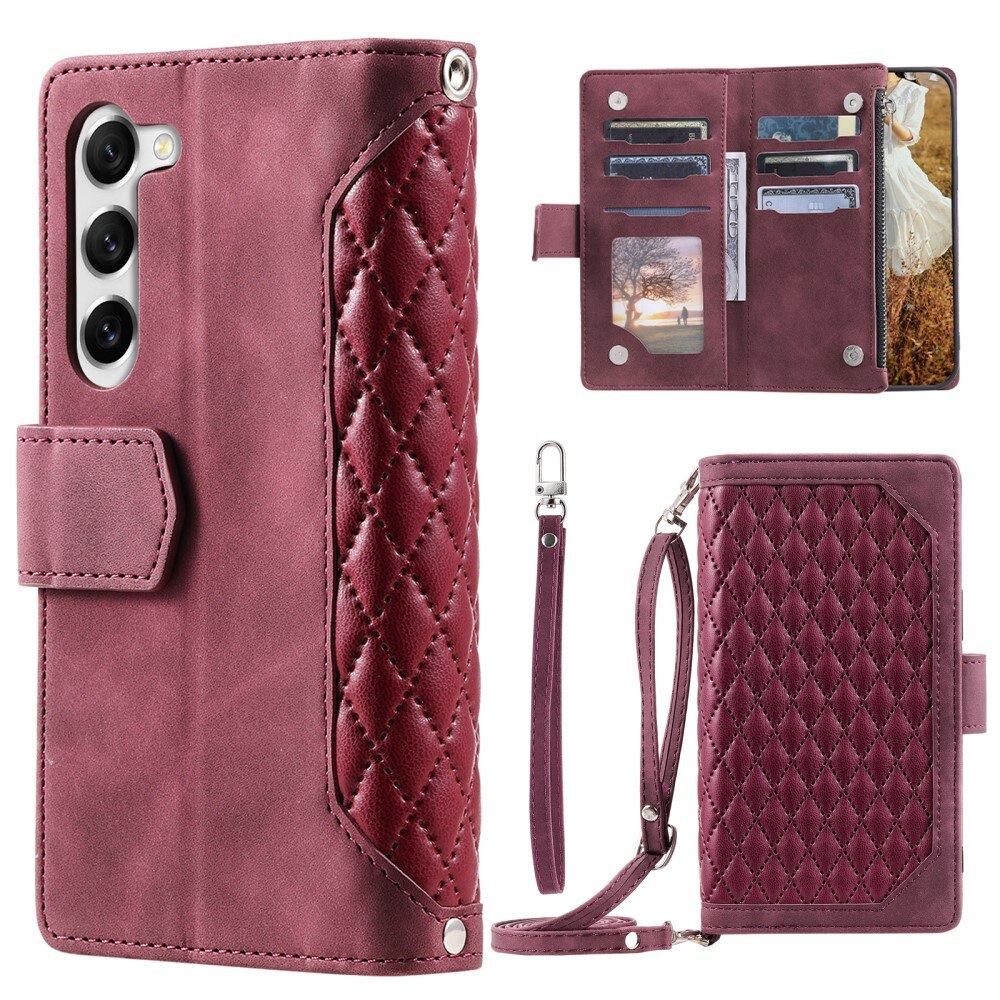 Borsa a portafoglio trapuntata Samsung Galaxy S23 Plus rosso