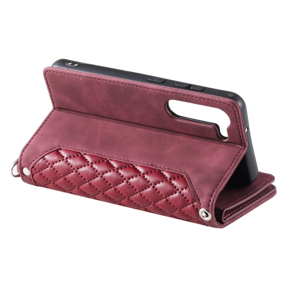 Borsa a portafoglio trapuntata Samsung Galaxy S23 Plus Rosso
