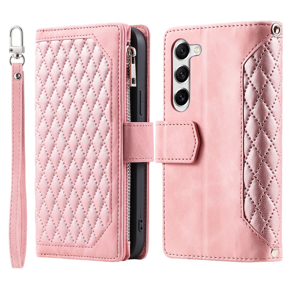 Borsa a portafoglio trapuntata Samsung Galaxy S23 Plus rosa