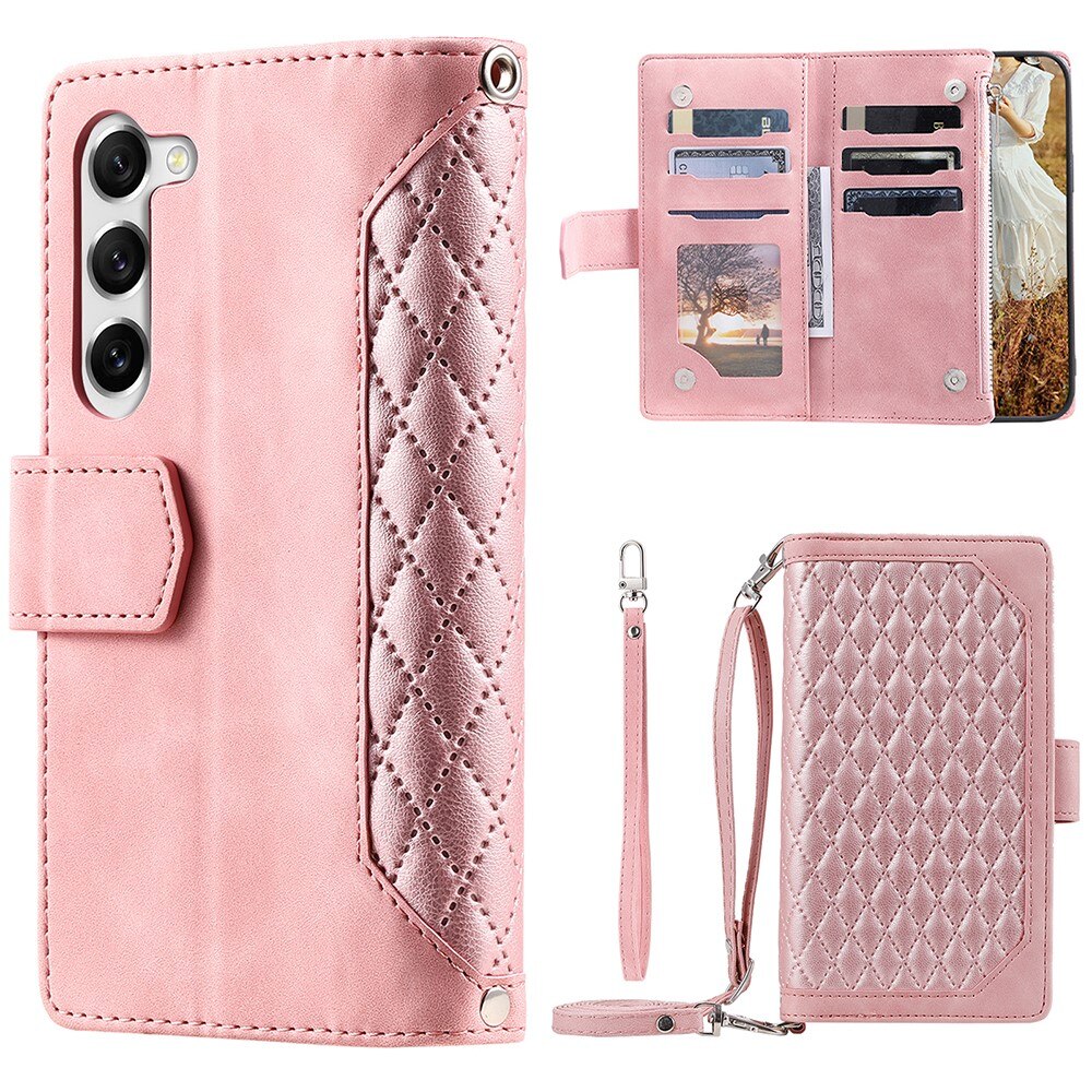 Borsa a portafoglio trapuntata Samsung Galaxy S23 Plus rosa