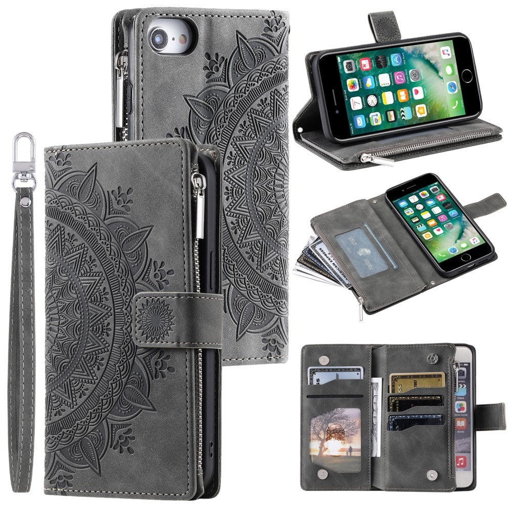 Borsa a portafoglio Mandala iPhone 7/8/SE grigio