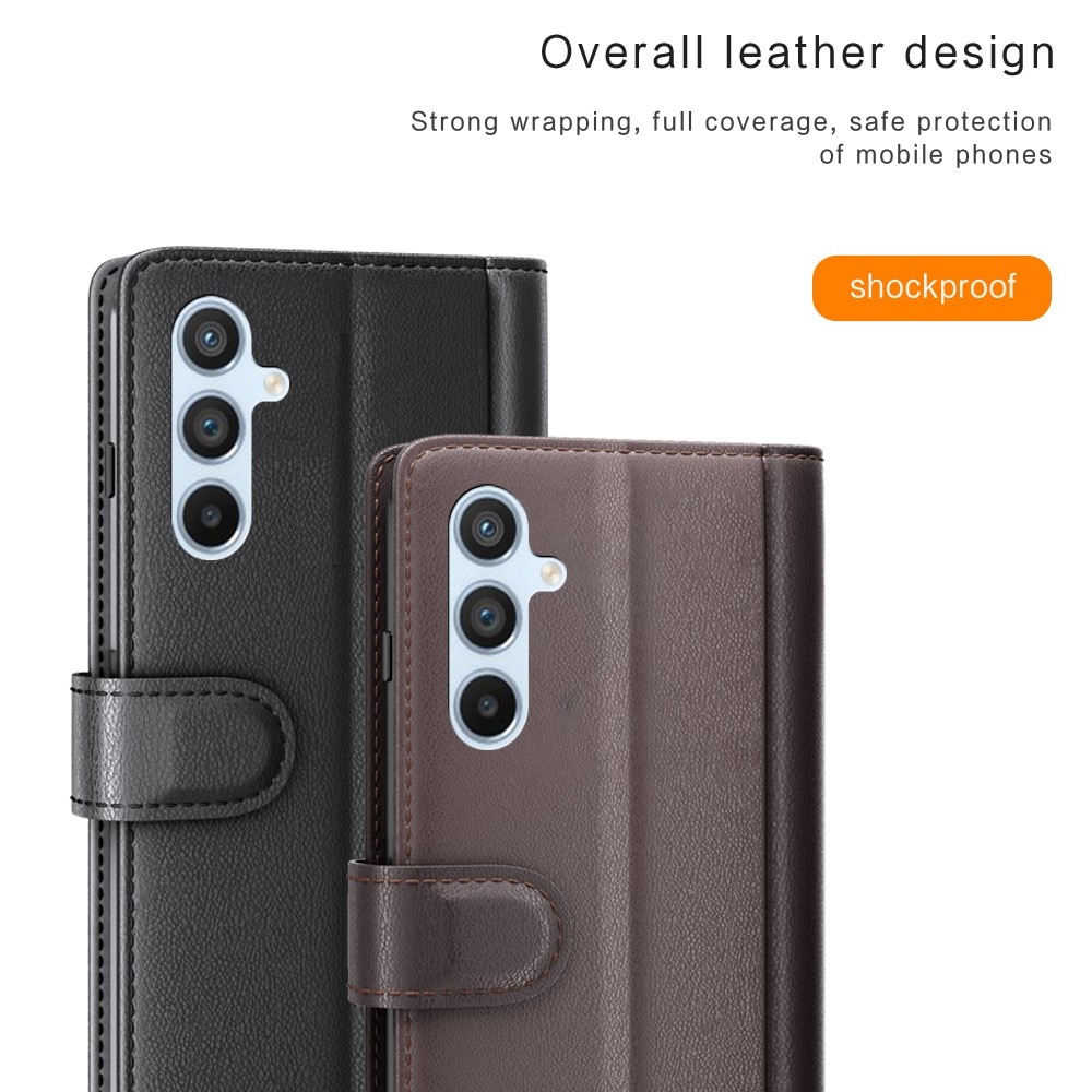 Custodia a portafoglio in vera pelle Samsung Galaxy A54 marrone