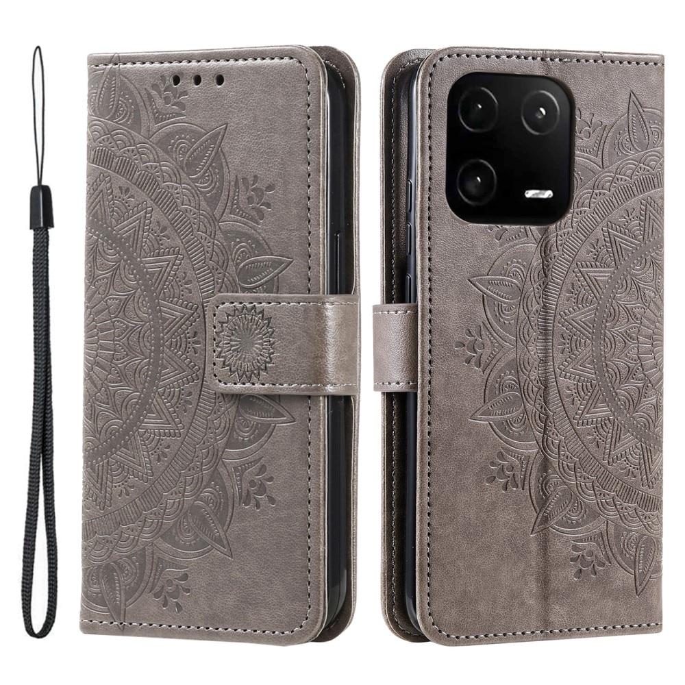 Custodia in pelle Mandala Xiaomi 13 grigio