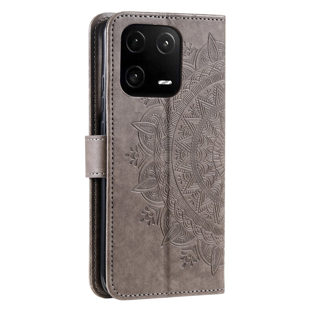 Custodia in pelle Mandala Xiaomi 13 Pro grigio