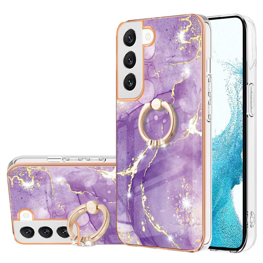 Cover Finger Ring Kickstand Samsung Galaxy S23 marmo viola