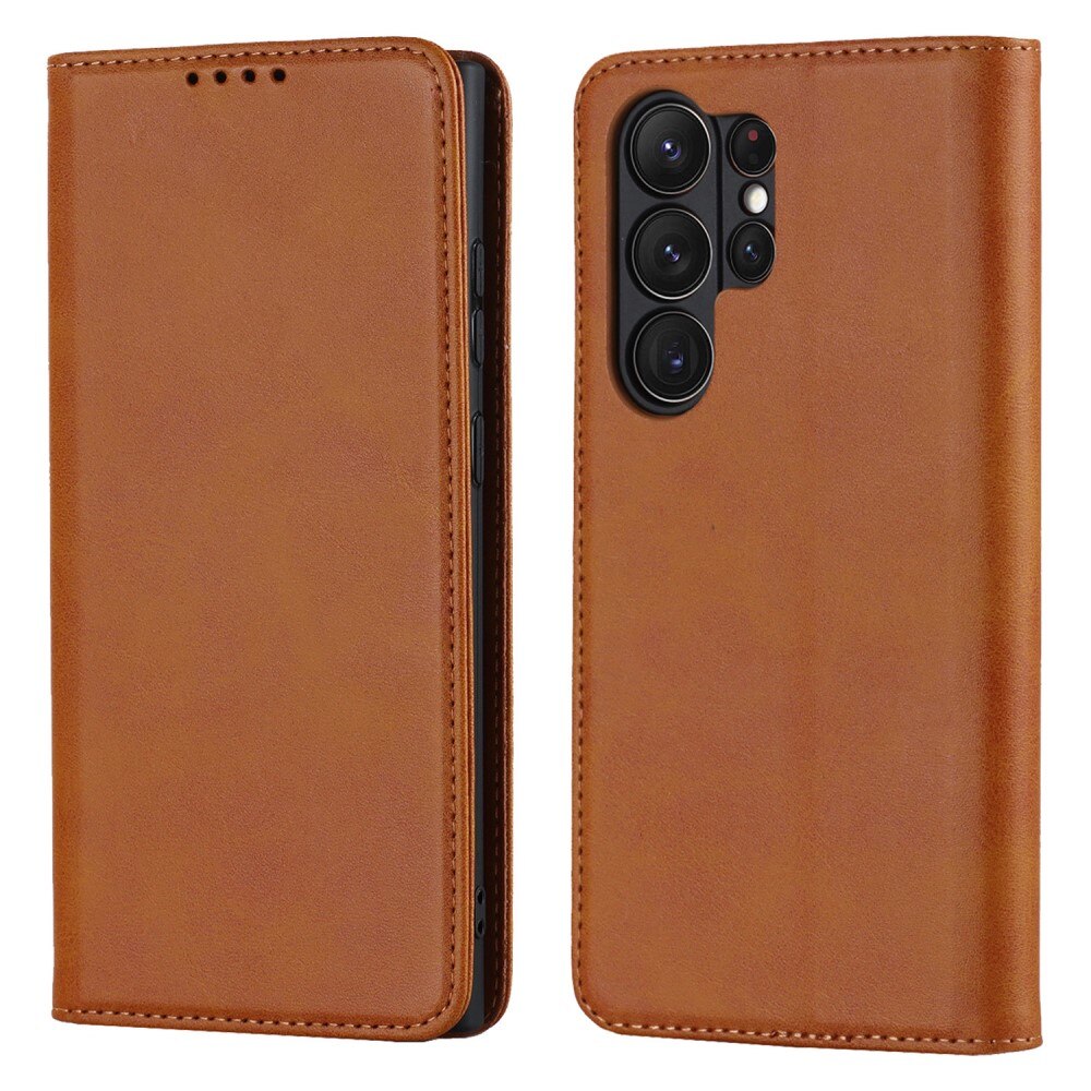 Cover portafoglio sottili Samsung Galaxy S23 Ultra cognac