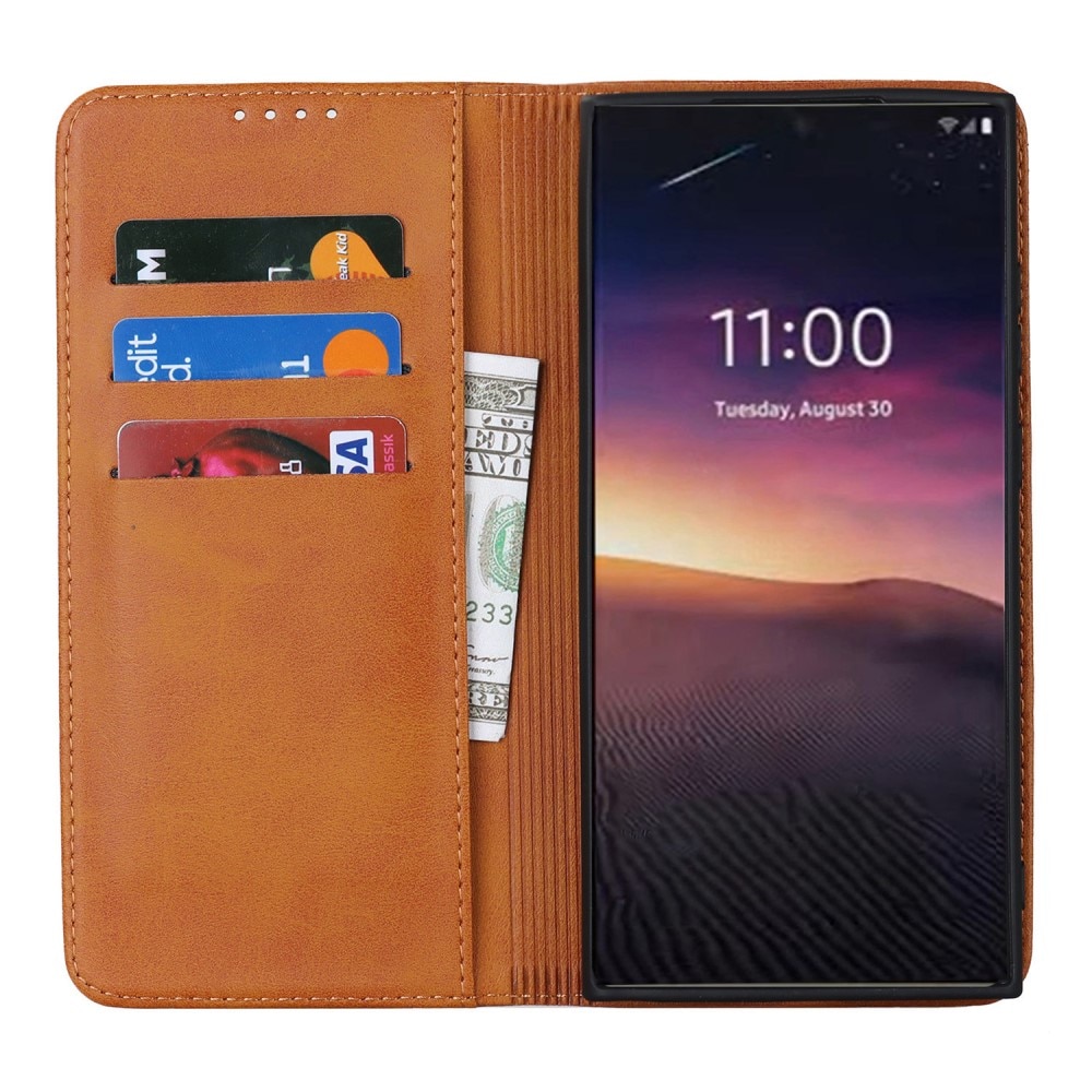 Cover portafoglio sottili Samsung Galaxy S23 Ultra cognac