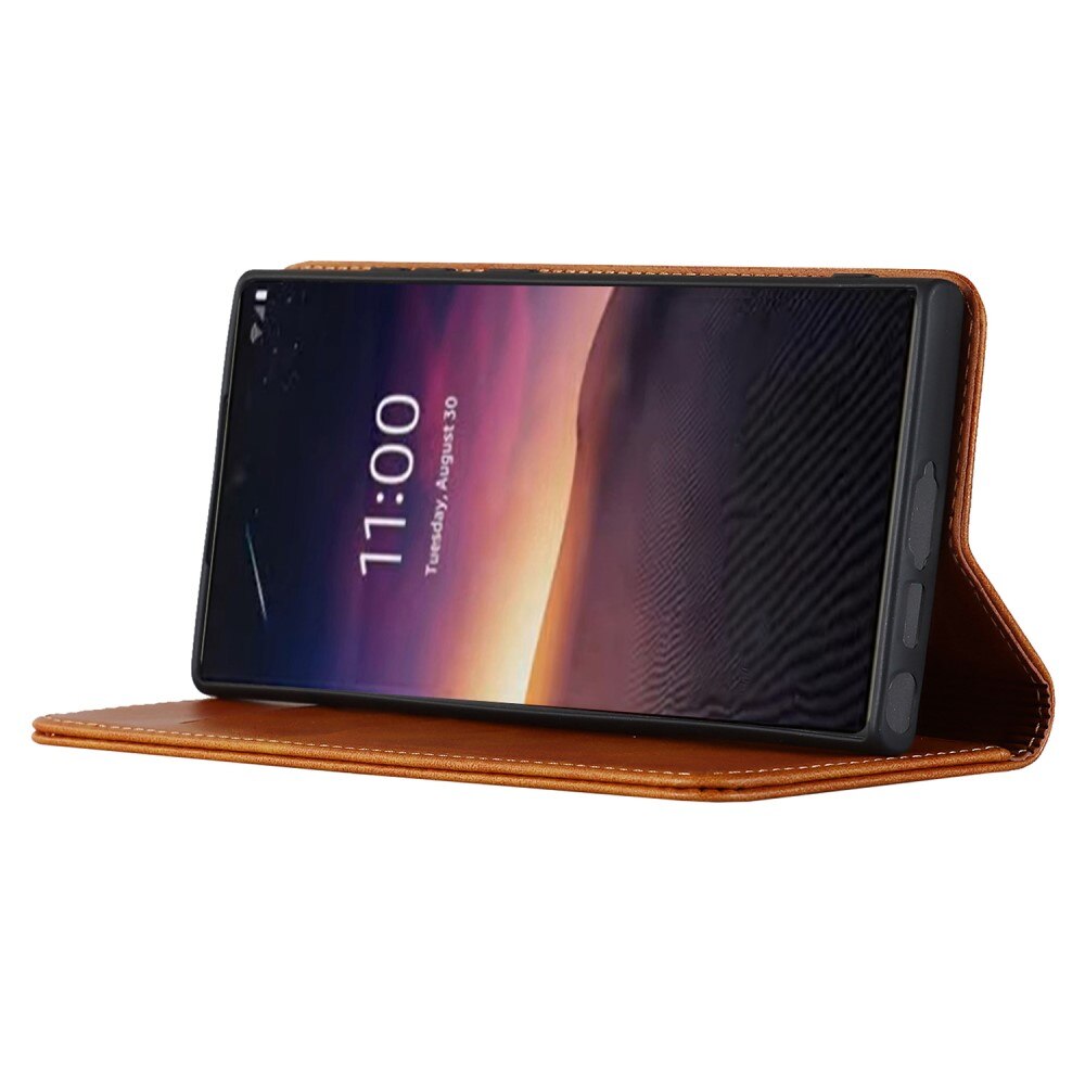 Cover portafoglio sottili Samsung Galaxy S23 Ultra Marrone