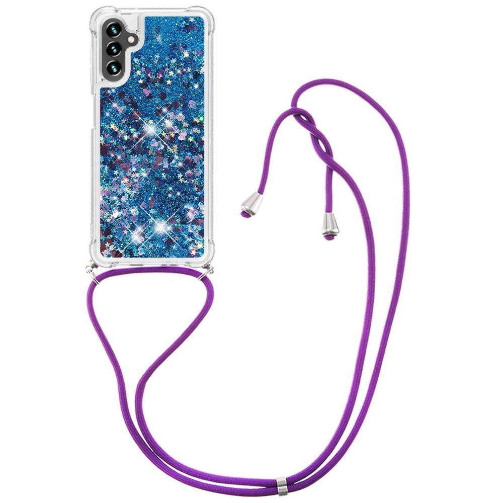 Cover cinturino Glitter Powder TPU Samsung Galaxy A54 blu