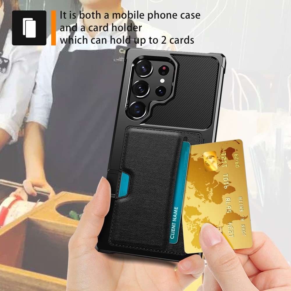 Cover Tough Card Case Samsung Galaxy S23 Ultra nero