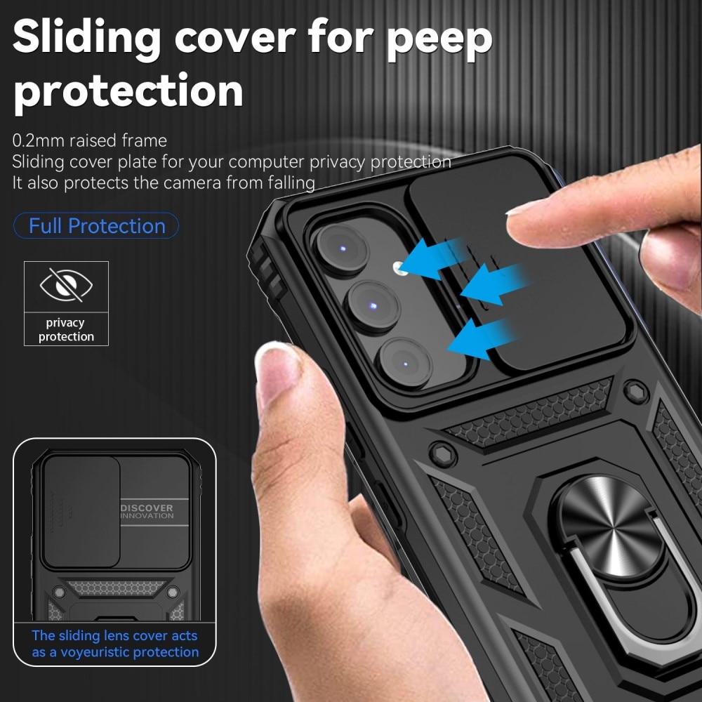 Cover ibride con anello e protezione fotocamera Samsung Galaxy A54 nero