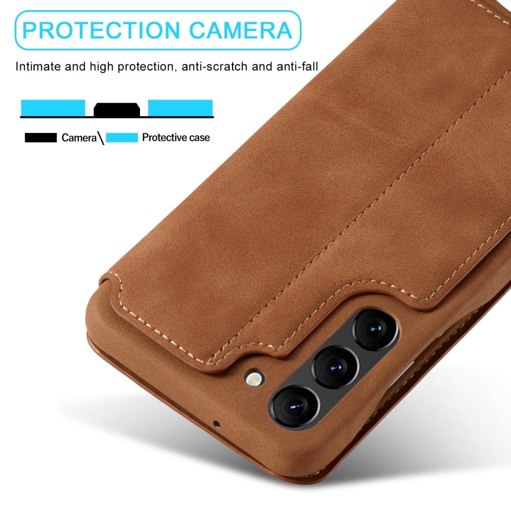 Custodie a portafoglio sottili Samsung Galaxy S23 cognac