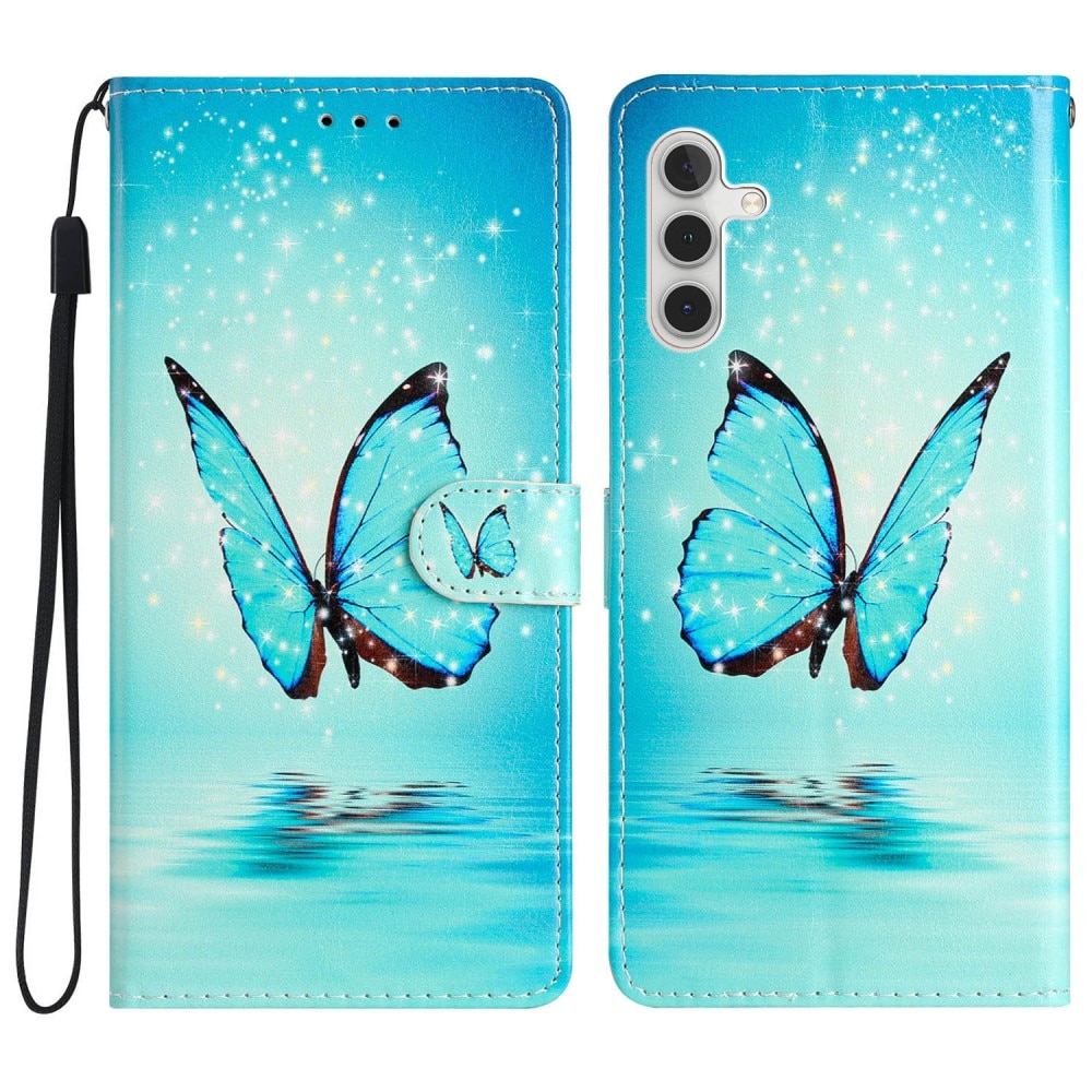 Cover portafoglio Samsung Galaxy A54 farfalle blu