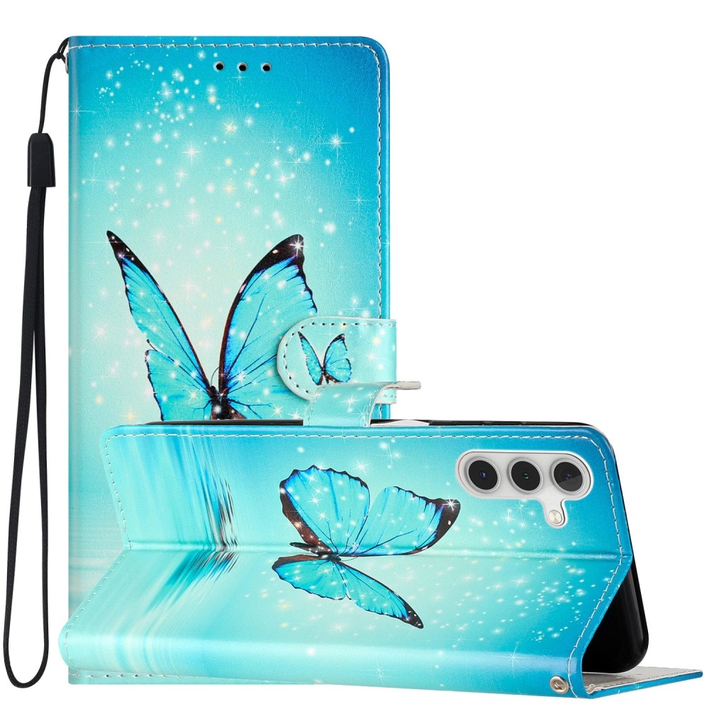 Cover portafoglio Samsung Galaxy A54 farfalle blu