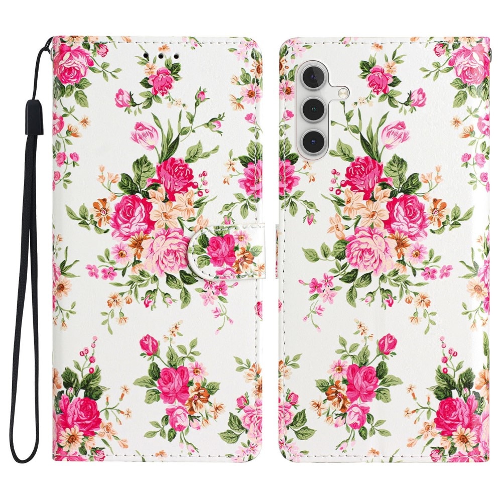 Cover portafoglio Samsung Galaxy A54 fiori rosa