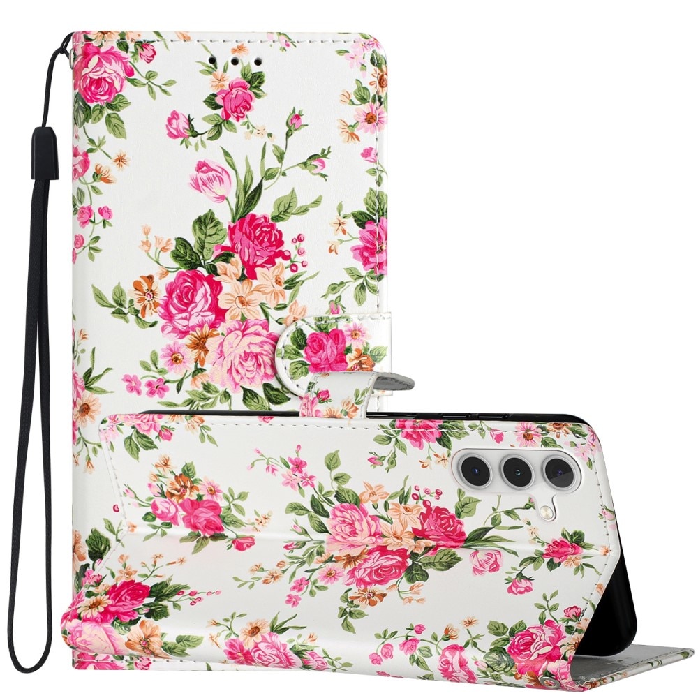 Cover portafoglio Samsung Galaxy A54 fiori rosa