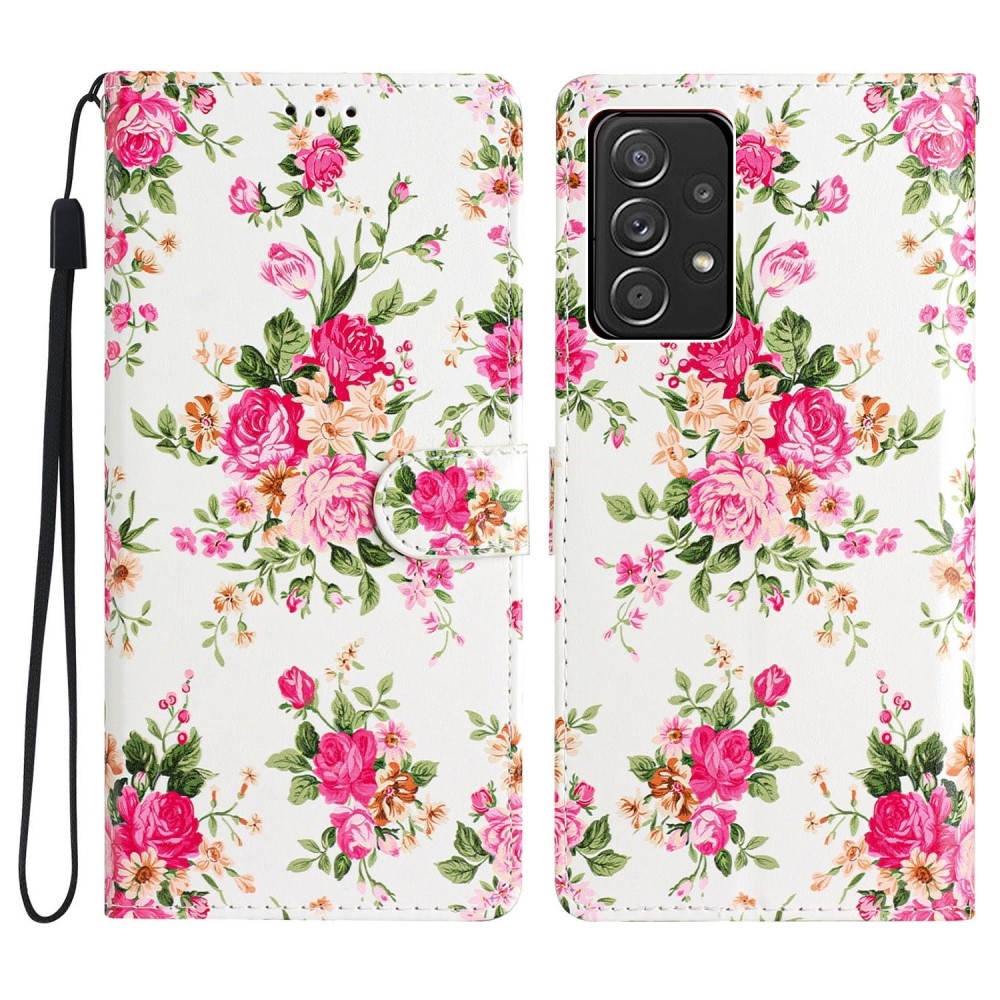 Cover portafoglio Samsung Galaxy A53 fiori rosa