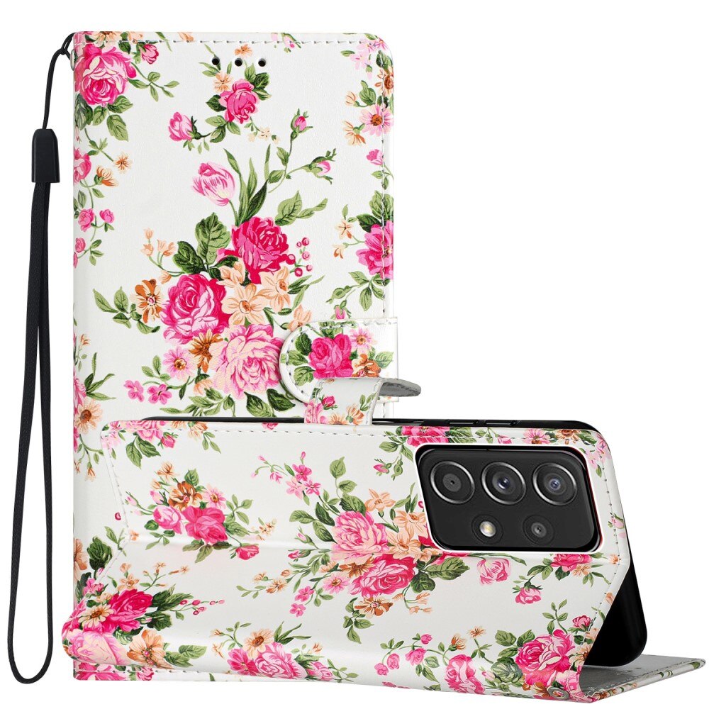 Cover portafoglio Samsung Galaxy A53 fiori rosa