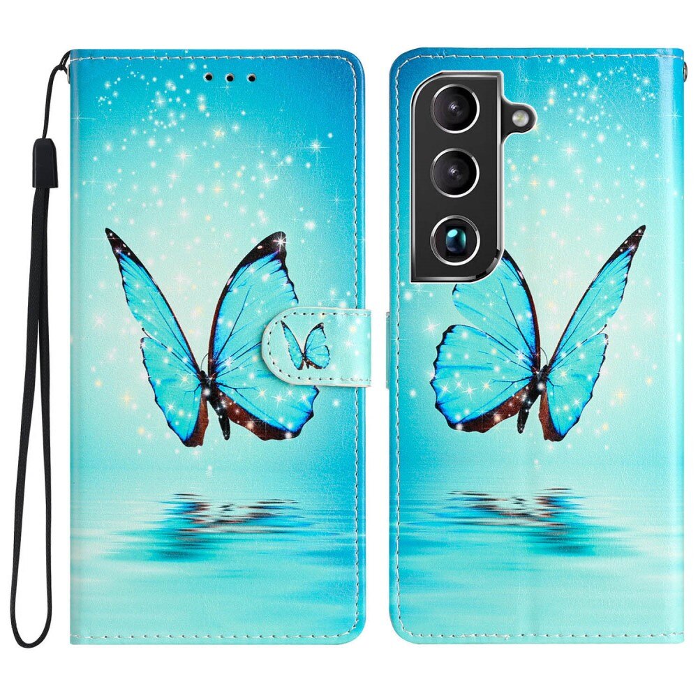 Cover portafoglio Samsung Galaxy S22 farfalle blu