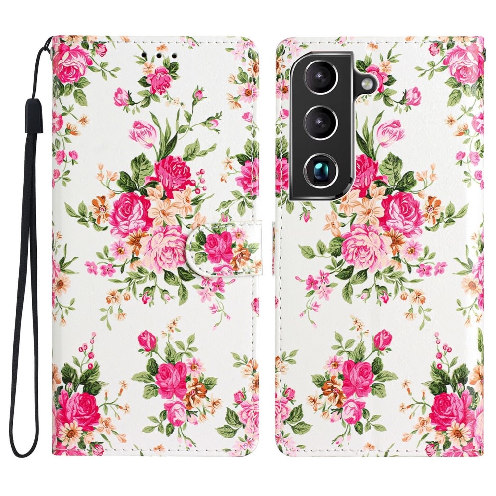 Cover portafoglio Samsung Galaxy S22 fiori rosa