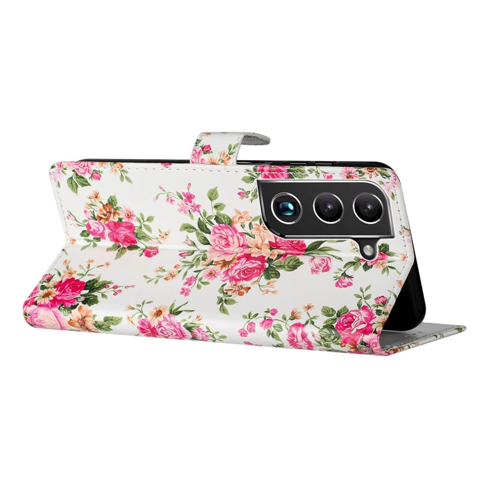 Cover portafoglio Samsung Galaxy S22 fiori rosa