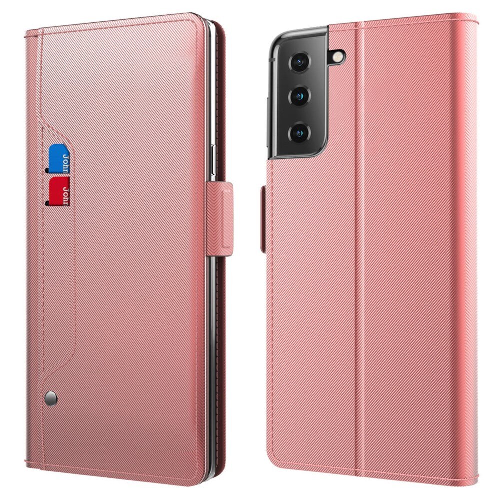 Custodia a portafoglio Specchio Samsung Galaxy S23 Plus rosa dorato